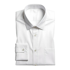 Classic white dress shirt with a sharp collar perfectly ironed and presented on a clean white background Ideal for professional and elegant concepts
