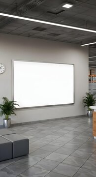 Blank Indoor Billboard Mockup in Modern Office
