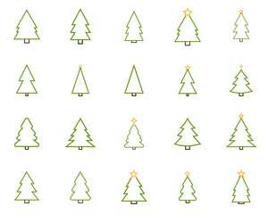 Set of christmas trees in vector