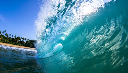 Immersed in the Heart of the Ocean: A Surfer’s Eye View from Inside the Crashing Barrel of a Wave Tunnel with Explosive Motion, Vortex Currents, and Shimmering Blue Liquid Power