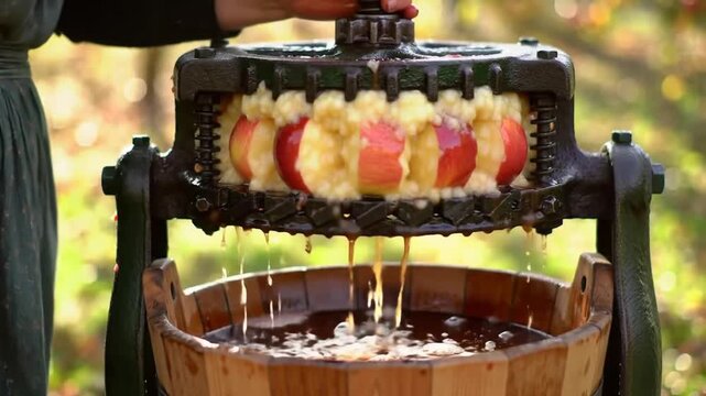 Creating Delicious Apple Cider Using a Vintage Press Device