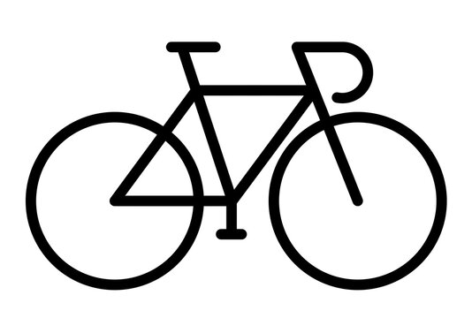Black and white minimalistic sports bike logo. Road bike emblem is suitable for design themes related to cycling. Bicycle club or team emblem. Logo for cycling events and competitions.