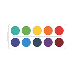 Watercolor Paint Set with Twelve Vibrant Colors in a Palette.