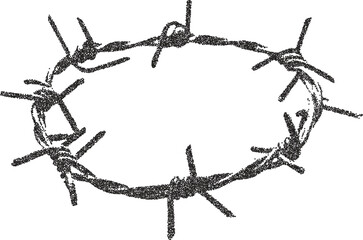 Spike retro y2k stipple design barbed halftone brutalist urban vector png with clear background, wire 2000s photocopy grunge tattoo gen z effect
