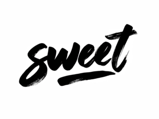 Sweet brush lettering hand drawn calligraphy word vector illustration for food and dessert designs