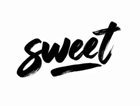 Sweet brush lettering hand drawn calligraphy word vector illustration for food and dessert designs