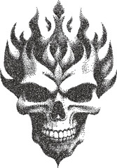 Skull vintage y2k stipple art, bones halftone stipple brutalist retro vector png with transparent background, macabre 2000s aesthetic photocopy effect tattoo