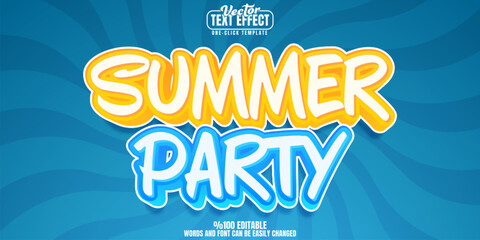 Summer editable text effect, customizable party and beach 3d font style