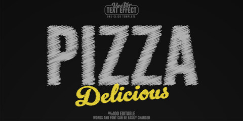 Chalk editable text effect, customizable pizza and slice 3d font style