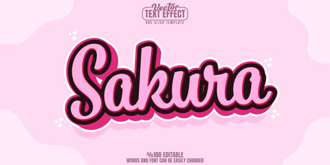 Sakura editable text effect, customizable pink and blossom 3d font style