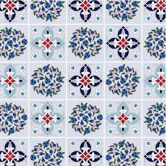 Floral oriental blue style tile pattern