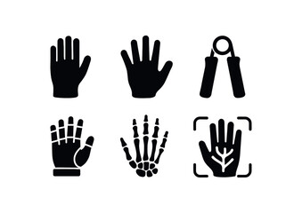Obraz premium solid icon isolated hand glove r hand palm print hand grip strengthener hand eoskeleton glove hand joint model hand vein scanner
