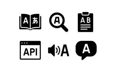 solid icon isolated language leicon inde language parser engine language proficiency test language model API language tet to speech language speech bubble icon