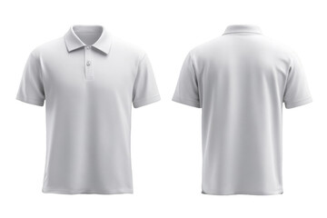 White polo shirt mockup front and back views clean vector template for branding and apparel design isolated on white background