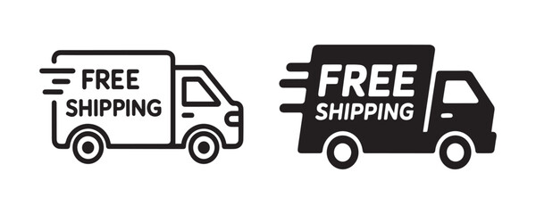 Free shipping van icon outline and silhouette