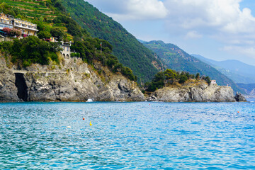 Naklejka premium Vernazza Town and Bay Aerial View
