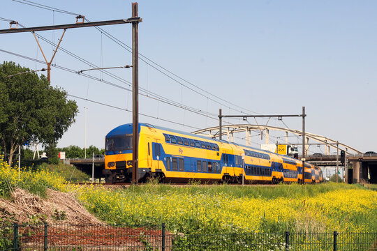 DDZ NS double decks  intercity train on track at Moordrecht