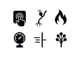 solid icon isolated sensation tactile sensor pad sensation sensory nerve fiber sensation heat receptor sensation pressure gauge sensation threshold marker sensation nerve ending cluster