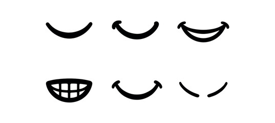 solid icon isolated curved lip cheek dimple mark upward mouth curve smiling mouth icon grin contour sketch laughter wrinkle