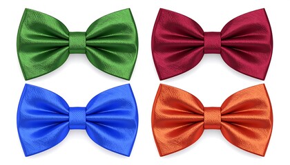 Four colorful bow ties against a white background