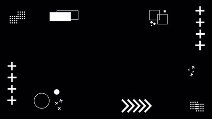 Shape overlay animation with abstract geometric circles, arrows and symbols with alpha matte. 4K animated for motion graphics, backgrounds, and video editing. - Powered by Adobe