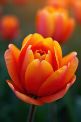 Fototapeta premium Orange tulip blooming in garden