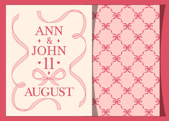 Romantic lace festive template. Pink tone feminine style frame with copy space for two-sided printable personalized invitations in 8.5x11 letter format