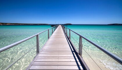 Obraz premium Tranquil wooden pier extending into turquoise water