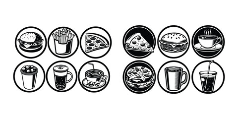 Naklejka premium food and drink line editable icon set.