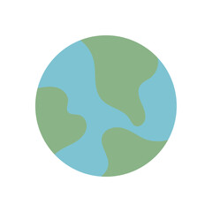 Earth globe icon. Flat representation of the world. Nature symbol, graphic format, potential usage in environmental themes, educational materials, or sustainability projects.