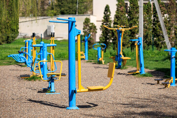 Outdoor fitness equipment in public park