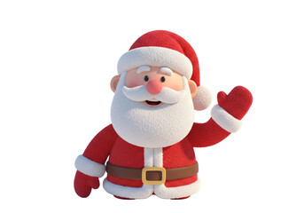 Fototapeta premium PNG cut out isolated background. A cute 3D render of a Santa Claus character with a soft, fleecy texture. 