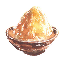 水彩で描いた白味噌のイラスト