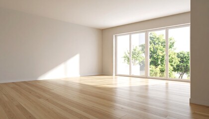 Obraz premium Empty room with large window. Bright, spacious