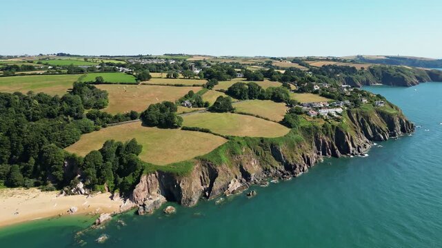 Aerial view at Blackpool Sands, Dartmouth, UK