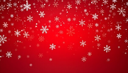 Falling snowflakes on a vibrant red background
