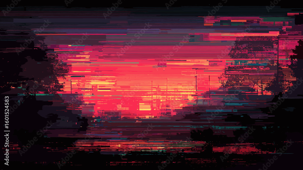 Poster abstract glitch vector background with vibrant colors and patterns
