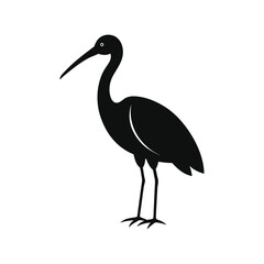 Obraz premium an ibis bird full black silhouette vector illustration on white background