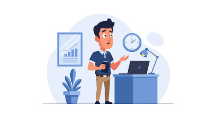 Young businessman presenting a project, perfect for websites or presentations.