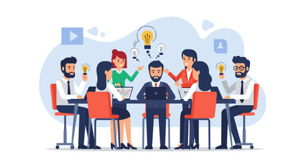 Business team brainstorming, generating innovative ideas. Perfect for websites, presentations, and marketing materials.