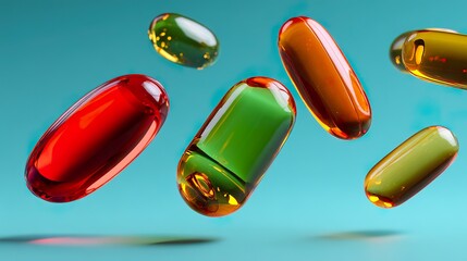 Elevated Nutrition: Vitamins and Supplements Adrift on a Pristine, Luminous Surface