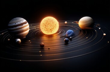 Solar System Planets Orbiting The Sun
