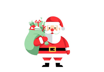 Obraz premium PNG cut out isolated background. A modern, flat design vector illustration of Santa Claus.