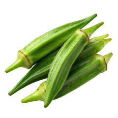 Fototapeta premium A pile of fresh okra pods, showcasing their vibrant green color and unique shape. They are arranged in a visually appealing way