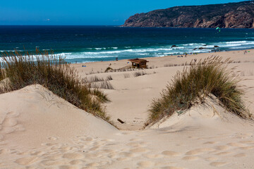 Sunny beach scene near Cascais, Portugal