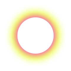 Circular frame element with pink and yellow gradient and noise texture with a transparent background.