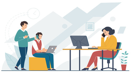 Modern Business Team Collaboration: Illustration for Landing Pages and Presentations