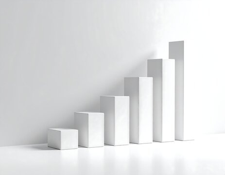 concept graph representing rapid market growth, Ascending Cubes White Geometric Progression - Powered by Adobe