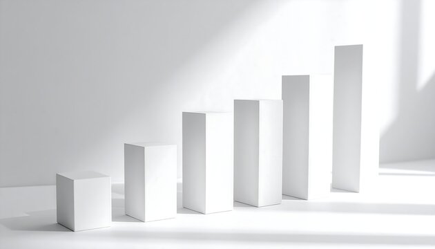 concept graph representing rapid market growth, Ascending White Blocks A Visual Representation of Growth and Progress