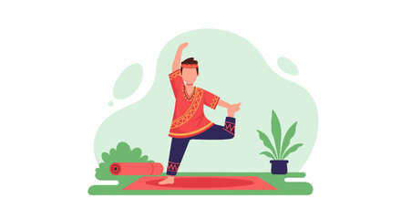 Person practicing yoga, perfect for wellness websites or brochures.